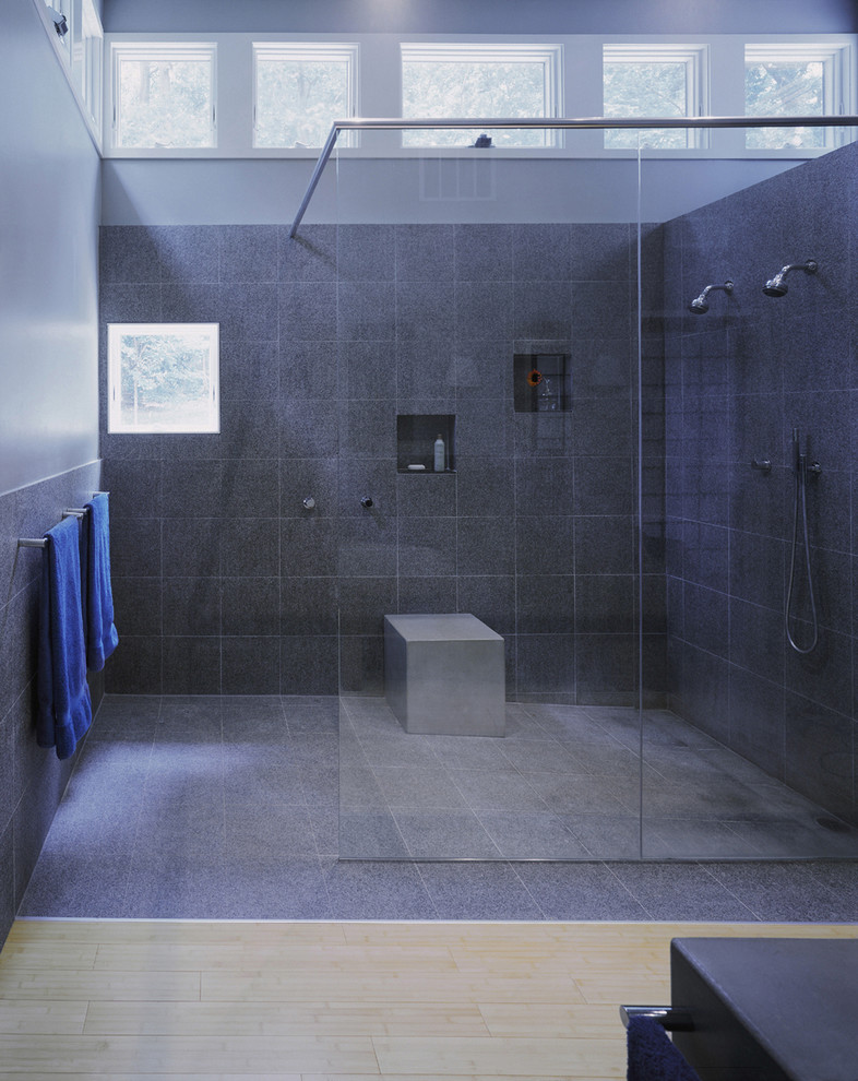 Ceramic Tile Shower Bathroom Contemporary with Bamboo Bathroom Windows Cube1