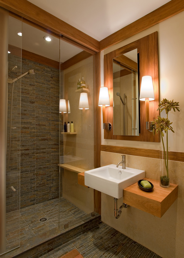 Ceramic Tile Shower Bathroom Craftsman with Asian Bamboo Bungalow Ceramic1