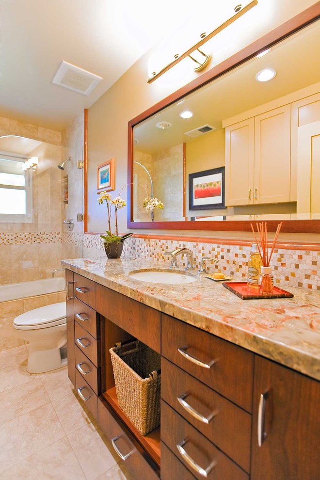 Chair Rail Tile Bathroom Eclectic with Apricot Bathroom Mirror Dark