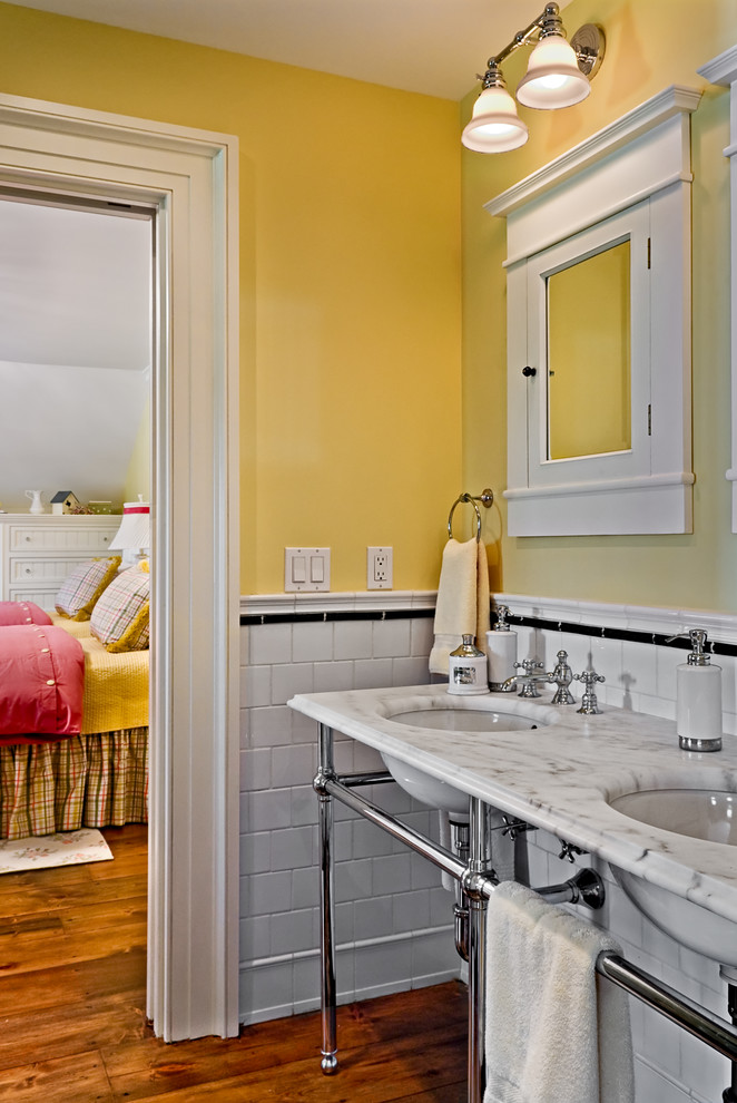 Chair Rail Tile Bathroom Traditional with Bathroom Bathroom Mirror Built