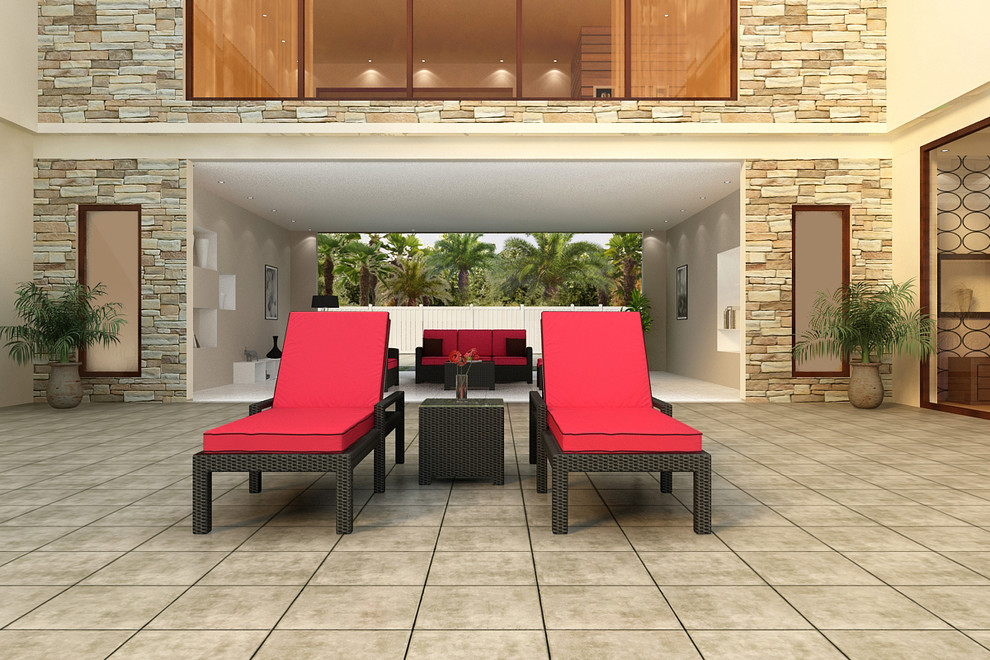 Chaise Lounge Sofa Patio Contemporary with 3 Piece Barbados Chaise