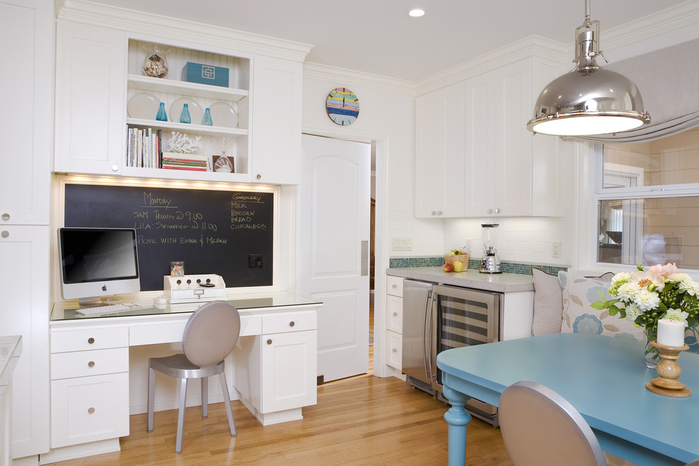 Chalkboard Cork Board Combo Kitchen Traditional with Built in Desk Ceiling