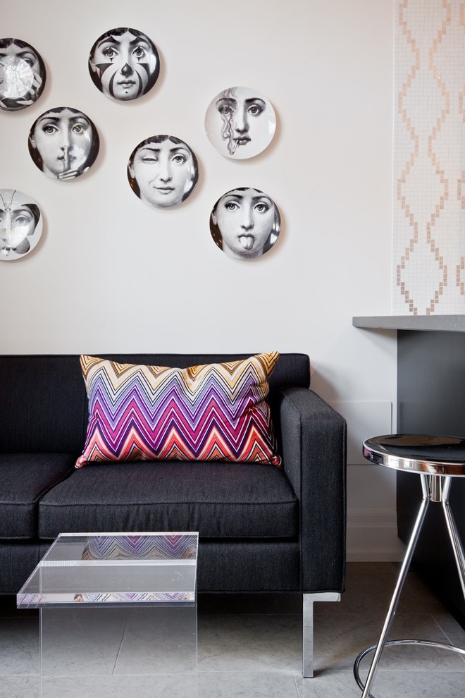 Charcoal Gray Sofa Living Room Modern with Black and White Breakfast