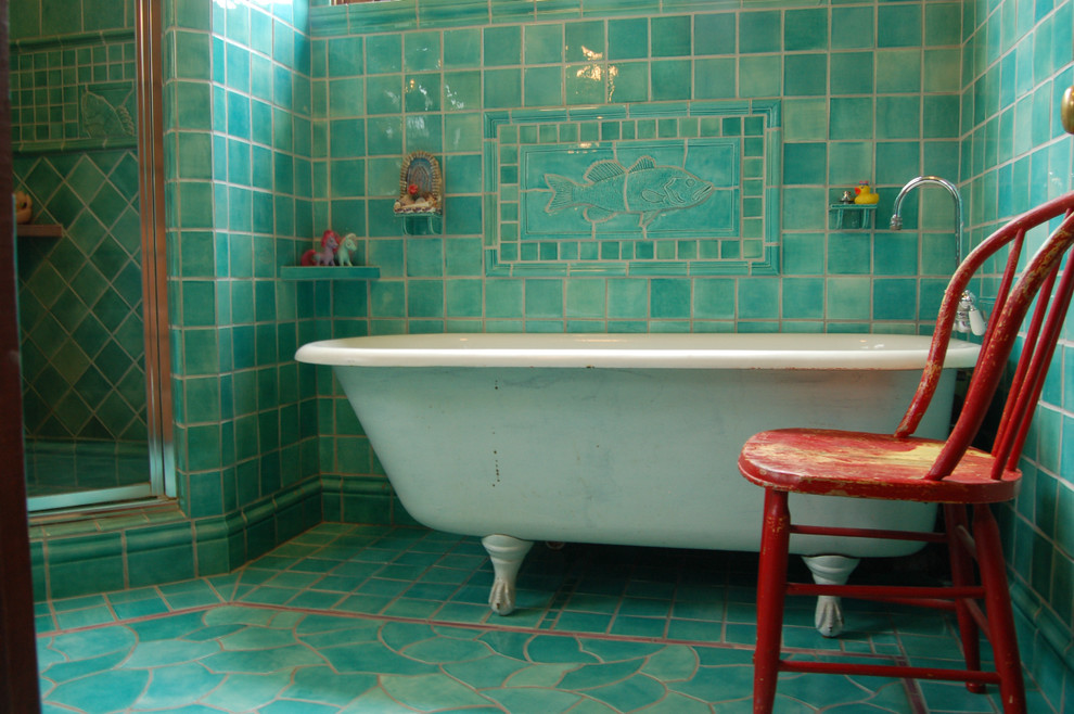 Cheap Bathroom Makeover Bathroom Traditional with Accent Tiles Aqua Tiles