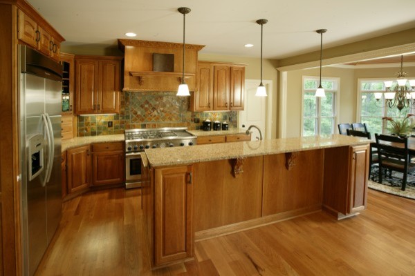 Cherry Cabinets with Granite Countertops Kitchen Traditional with Cabinets Cullen Brothers Lighting