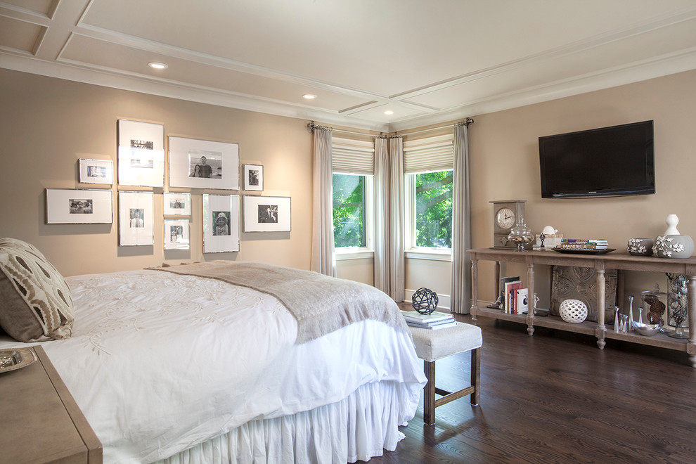 Chrome Picture Frames Bedroom Contemporary with Ceiling Molding Dark Wood