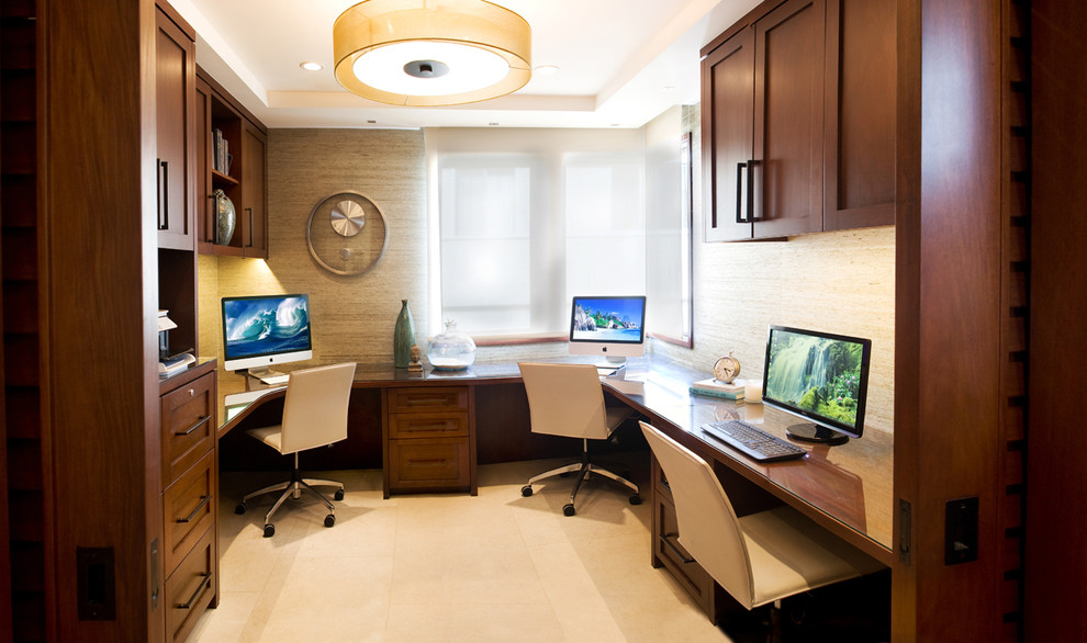 Circular Light Fixture Home Office Contemporary with Beach Living Beige Floor