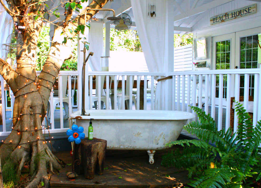 Claw Foot Tubs Deck Eclectic with Curtain Panels Garden Outdoor
