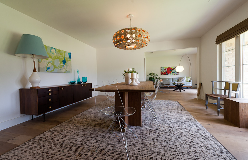 Clear Acrylic Chairs Dining Room Modern with Arc Lamp Area Rug
