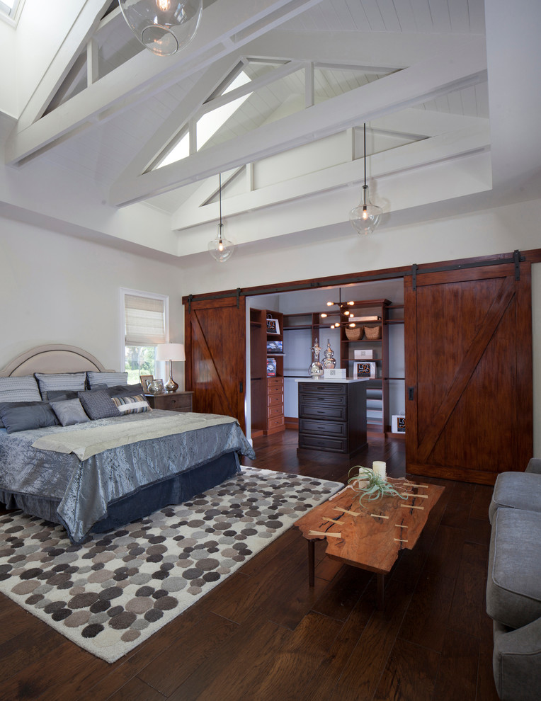 Closet Barn Doors Bedroom Farmhouse with Barn Door Beam Ceiling