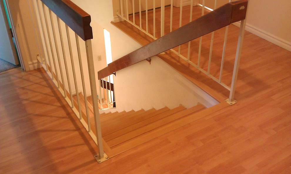 Closet Bench Seat Staircase Traditional with Laminate Landing Stair Nosing