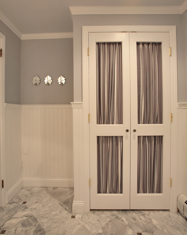 Closet Doors Ideas Powder Room Traditional with Beadboard Closet Curtained Doors