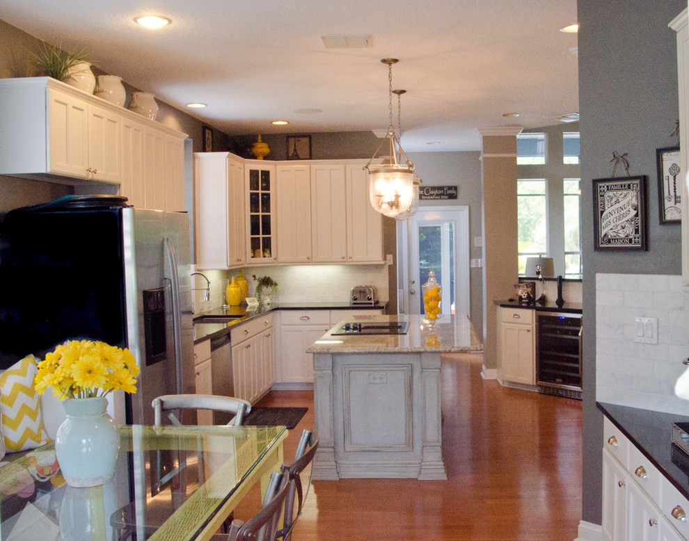 Coastal Kitchen Decor Spaces Transitional with Absolute Black Granite Bar1