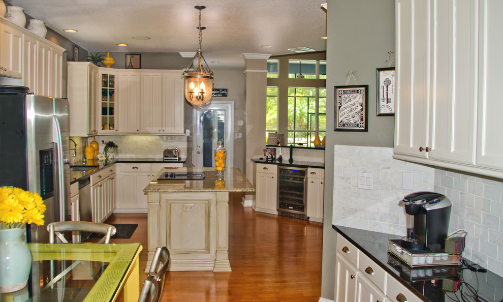 Coastal Kitchen Decor Spaces Transitional with Absolute Black Granite Bar2
