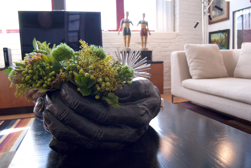 Coffee Table Arrangements Family Room Eclectic with None 