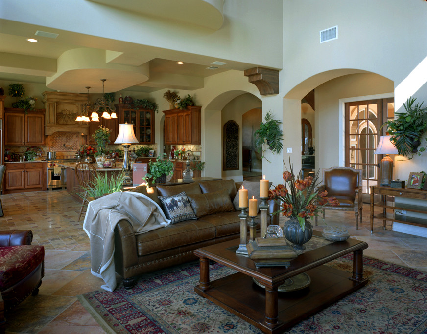 Coffee Table Arrangements Family Room Mediterranean with Additions Austin Bbq Kitchen
