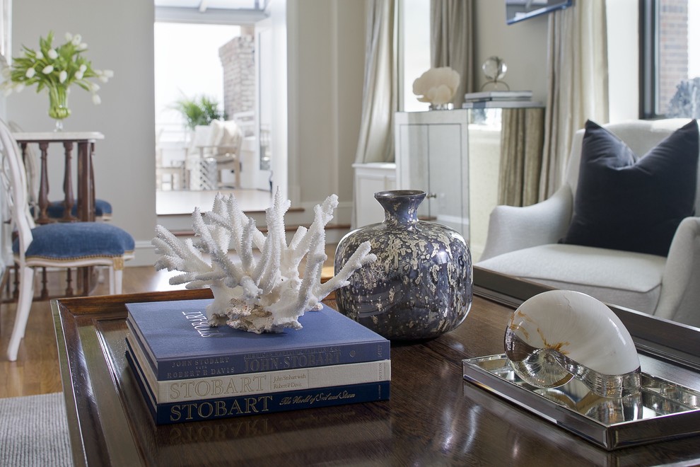 Coffee Table Arrangements Living Room Transitional with Accessories Blue Classic Coral