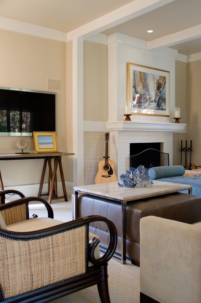 Coffee Table with Ottomans Underneath Living Room Traditional with Arm Chair Beige Brown