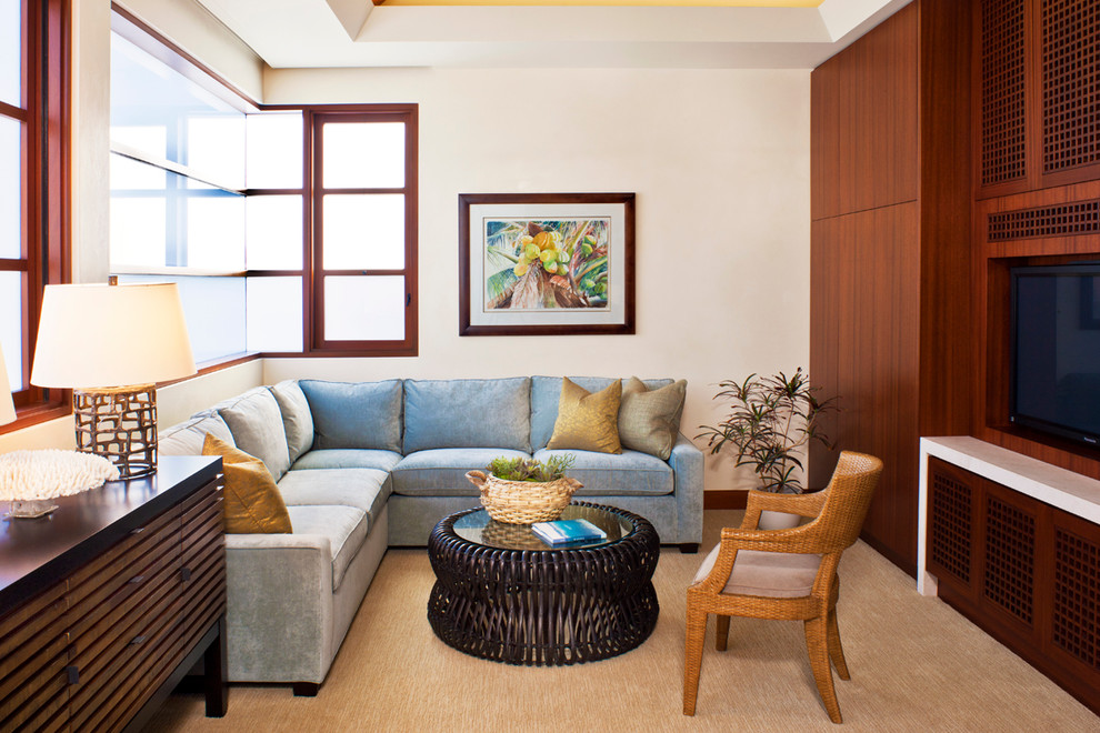 Coffee Tables for Sectionals Family Room Contemporary with Artwork Bentwood Buffet Built In