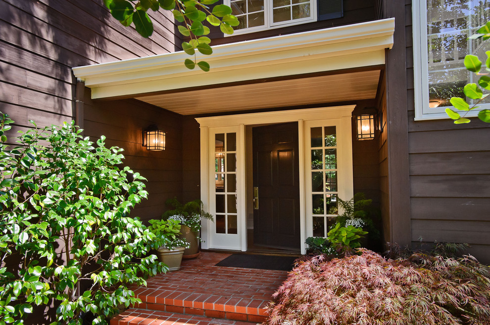 Colonial Front Doors Entry Traditional with Black Door Brick Brick
