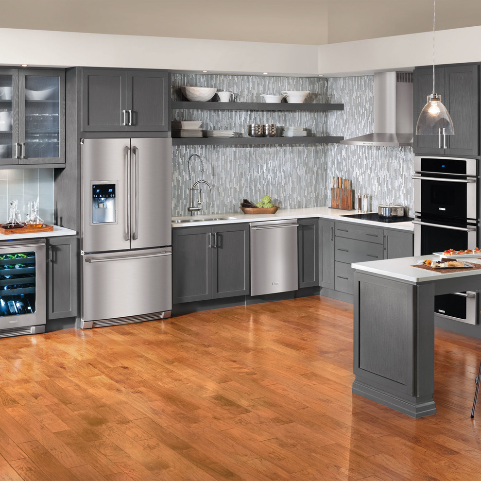Colored Subway Tile Kitchen Contemporary with None 