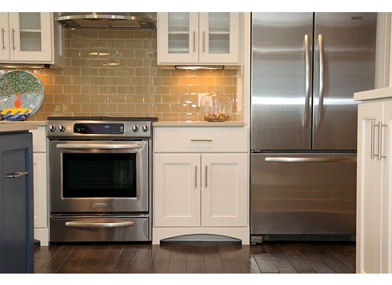 Colored Subway Tile Kitchen Transitional with None 
