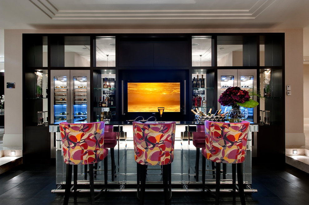 Colorful Bar Stools Home Bar Contemporary with Cocktail Bar Hill House