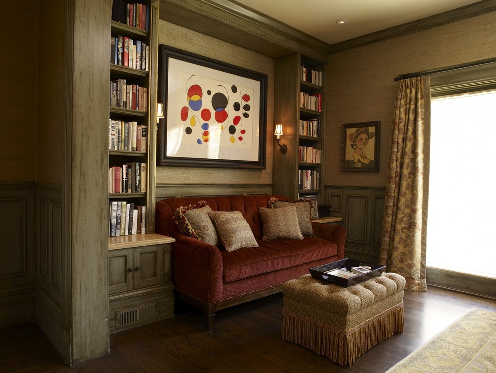 Comfortable Sleeper Sofa Family Room Traditional with Art Calder Custom Bookcase