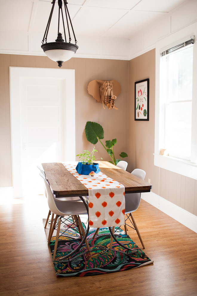 Compact Dining Table Dining Room Eclectic with Beige Walls Blinds Ceiling