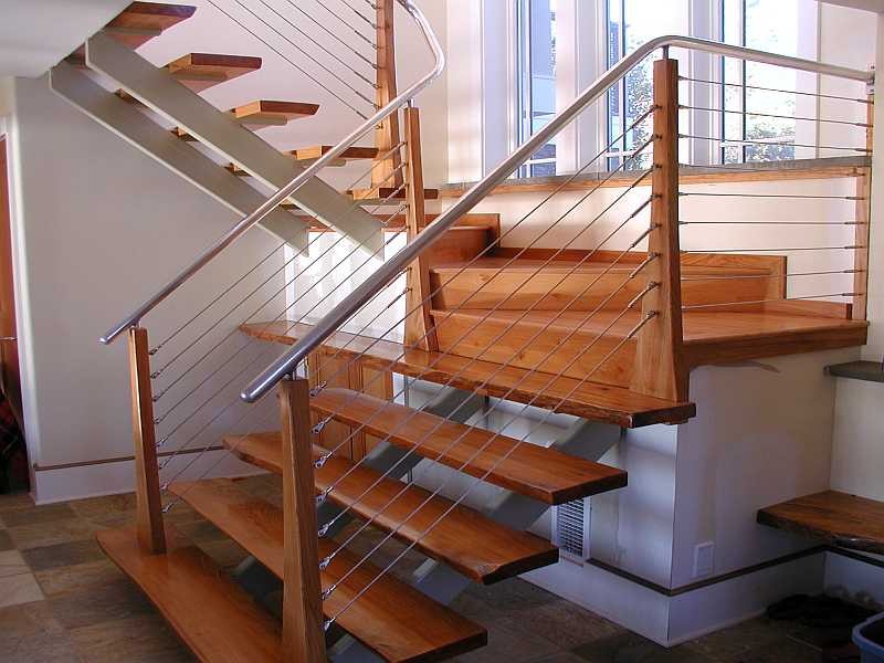 Compact Dining Table Staircase Modern with Balcony Cable Deck Fence