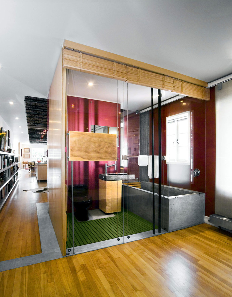 Concrete Bathroom Sink Bathroom Contemporary with Public and Private Realms