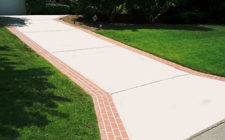 Concrete Driveway Ideas Landscape Traditional with Brick Driveway Concrete Driveway