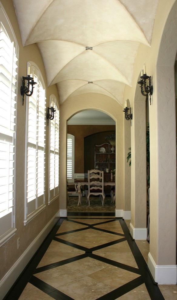 Concrete Floor Paint Hall Traditional with Baseboards Ceiling Treatment Floor