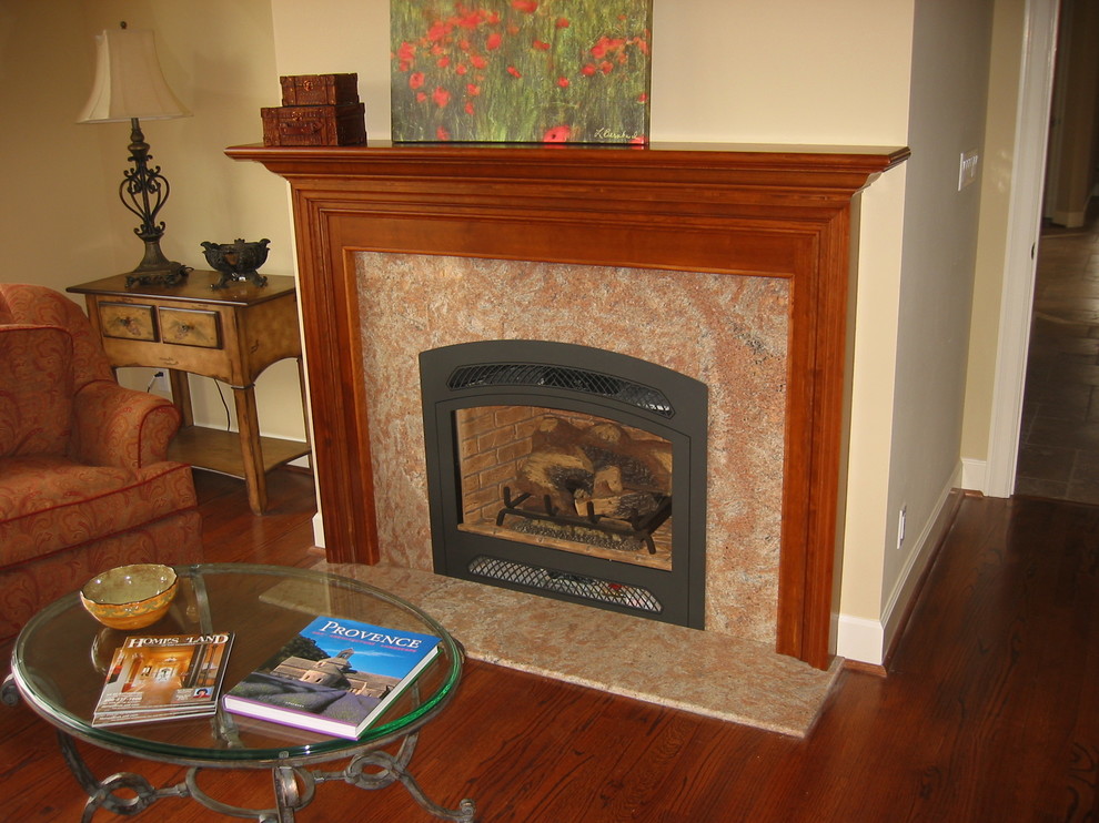 Concrete Hot Tub Family Room Mediterranean with Fireplace Granite Wood Mantel