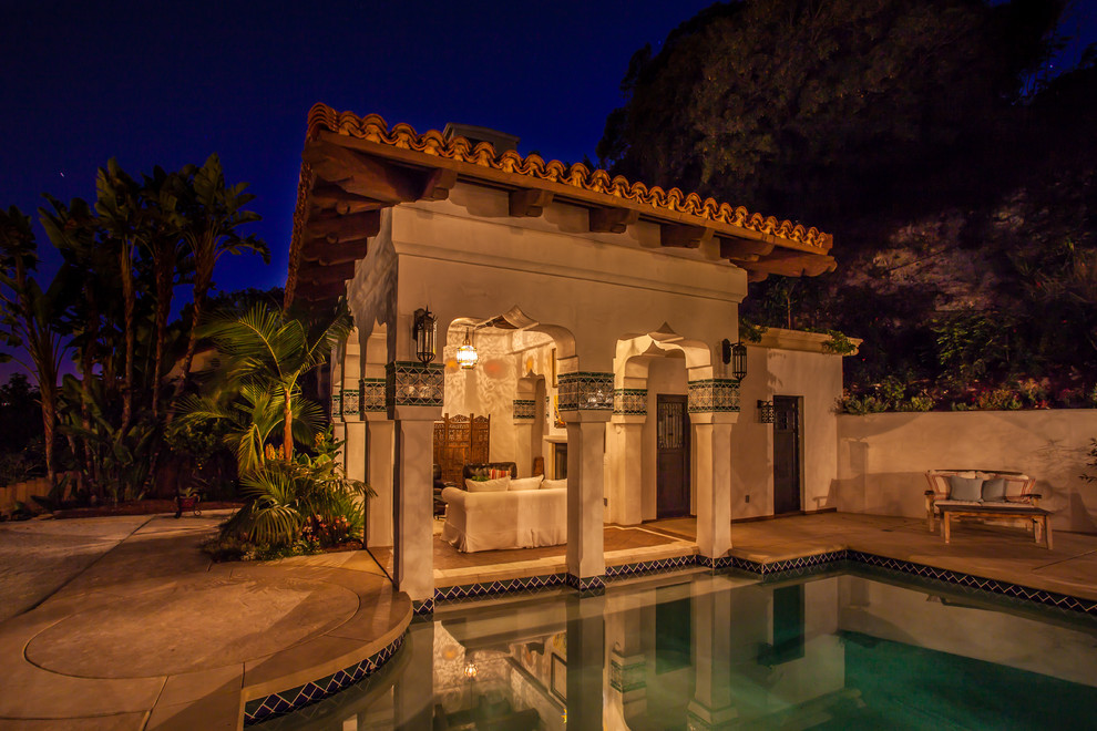 Concrete Patio Designs Pool Mediterranean with Beige Stucco Column Beige
