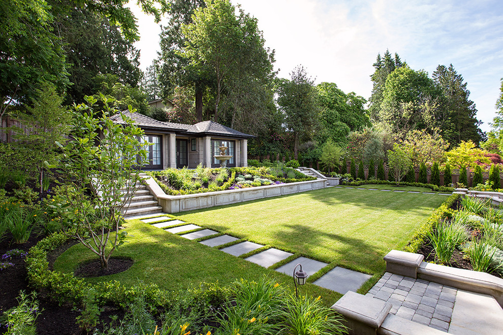 Concrete Stepping Stones Landscape Traditional with Backyard Designers Backyard Renovation