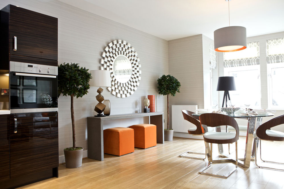 Console Table with Stools Dining Room Contemporary with Accent Colors Console Table