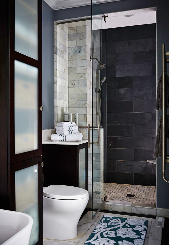 Contemporary Bathroom Cabinets Bathroom Transitional with Bath Mat Black Tile