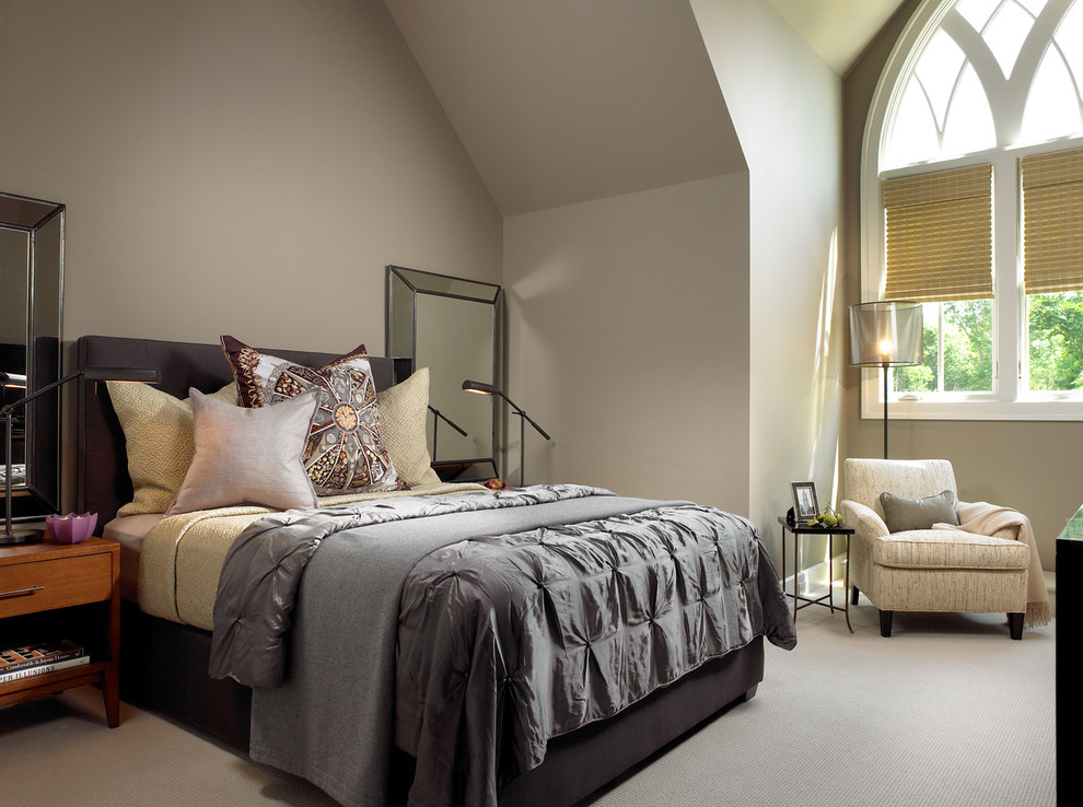 Contemporary Bedding Sets Bedroom Contemporary with Arch Arched Windows Bed