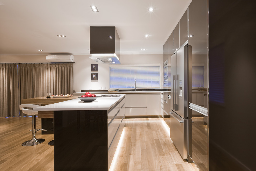Contemporary Ceiling Light Kitchen Contemporary with Bar Stools Barstools Black