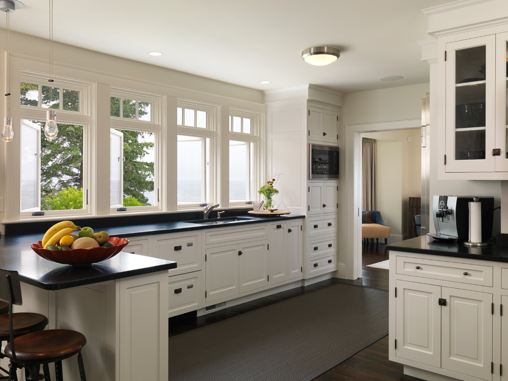 Contemporary China Cabinet Kitchen Contemporary with Black Counter Black Hardware