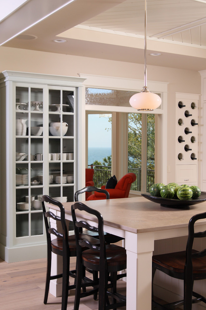 Contemporary China Cabinet Kitchen Traditional with Breakfast Bar Built In