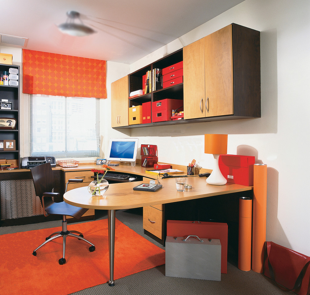 Contemporary Corner Desk Home Office Contemporary with Built in Built in Cabinetry