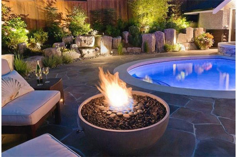 Contemporary Fire Pit Deck Modern with Back Yard Fire Pit