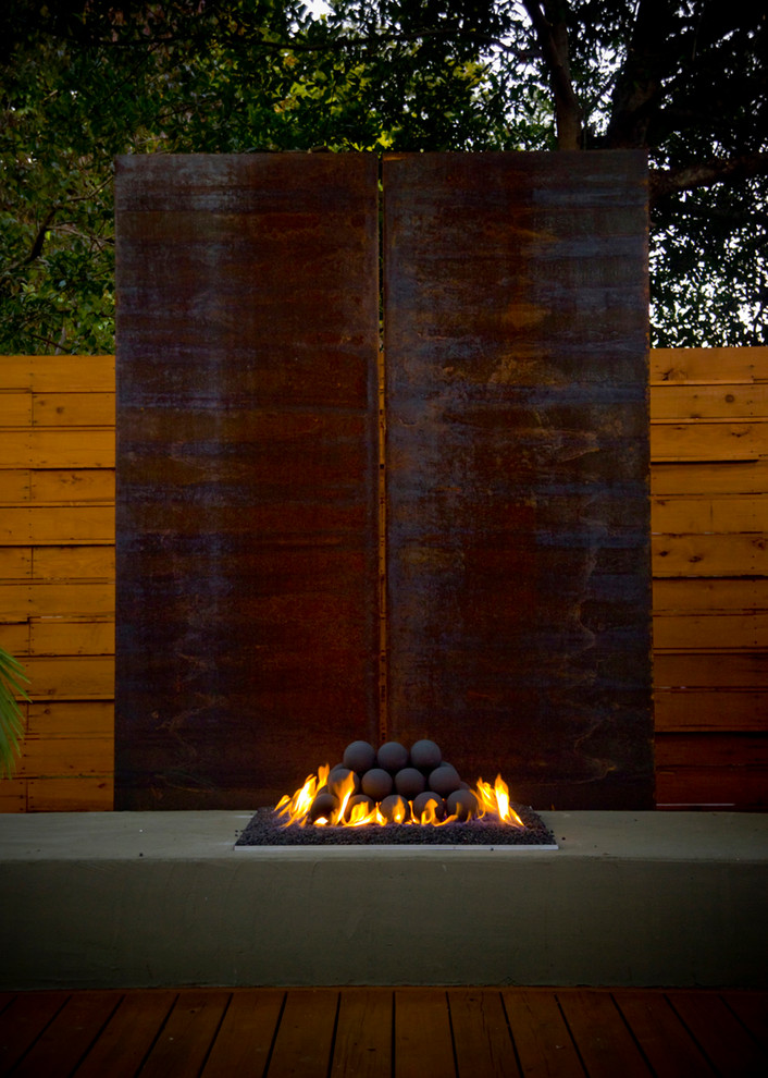 Contemporary Fire Pit Patio Modern with Corten Steel Custom Fire