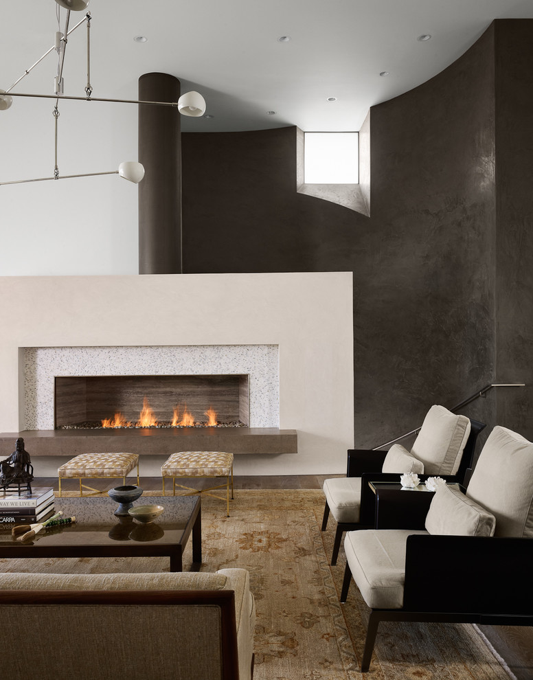 Contemporary Fireplace Surrounds Living Room Contemporary with Area Rug Beige Sofa