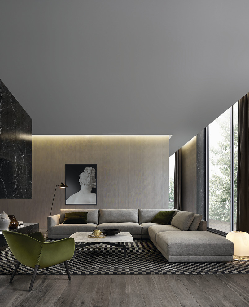 Contemporary Floor Lamp Living Room Contemporary with Accent Chair Checkboard Rug