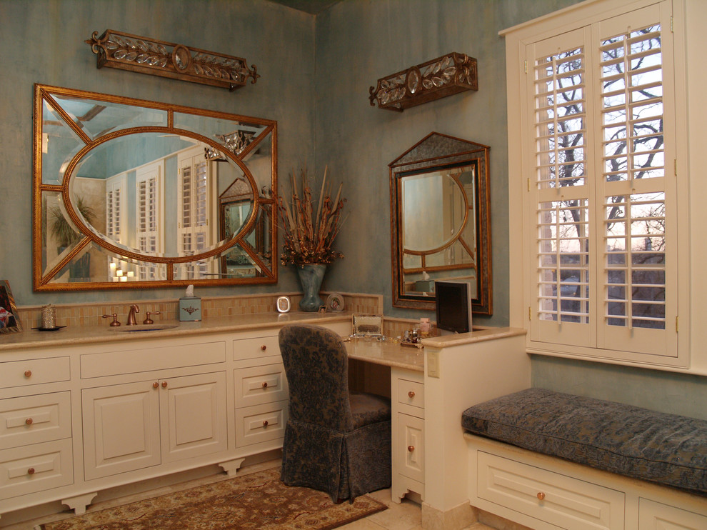 Contemporary Makeup Vanity Bathroom Mediterranean with Bathroom Mirror Bathroom Rugs