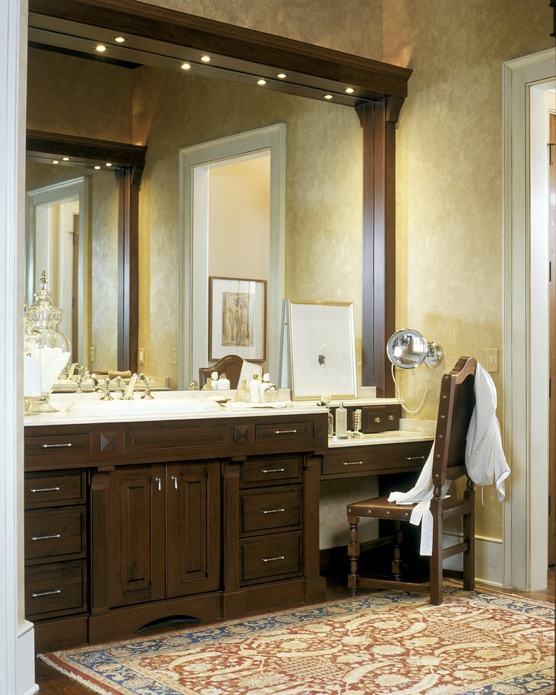 Contemporary Makeup Vanity Bathroom Traditional with Apothecary Jars Baseboard Makeup