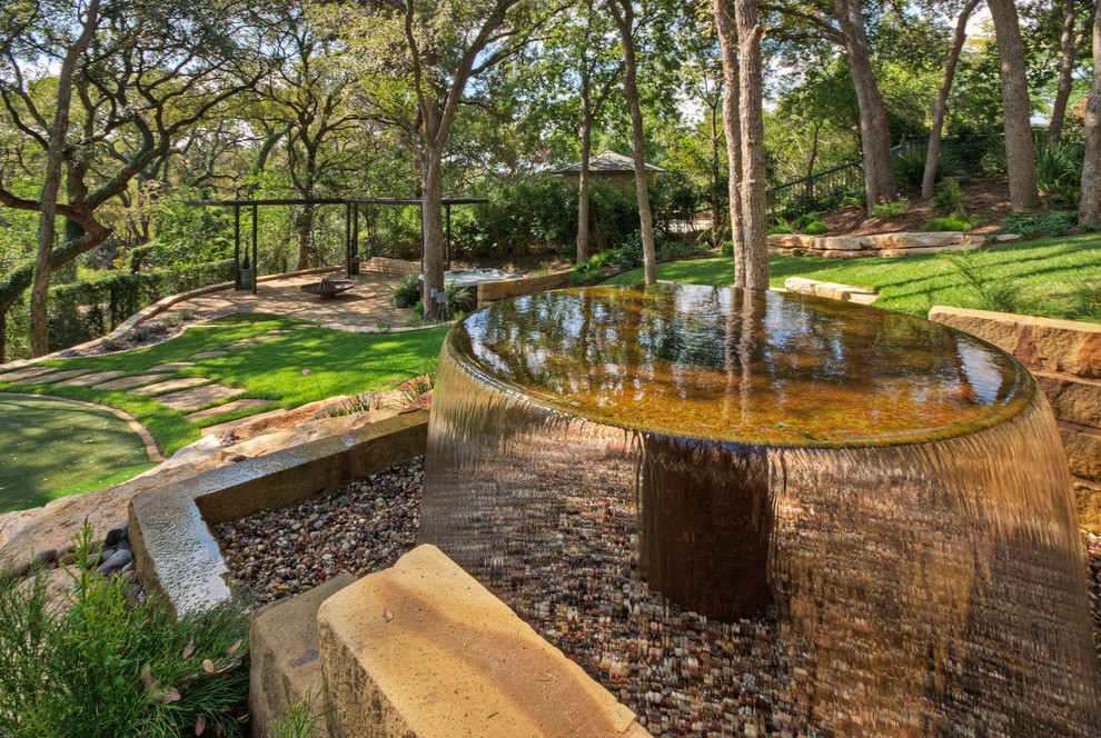 Contemporary Outdoor Water Fountains Landscape Traditional with Arbor Austin Cool Fountain